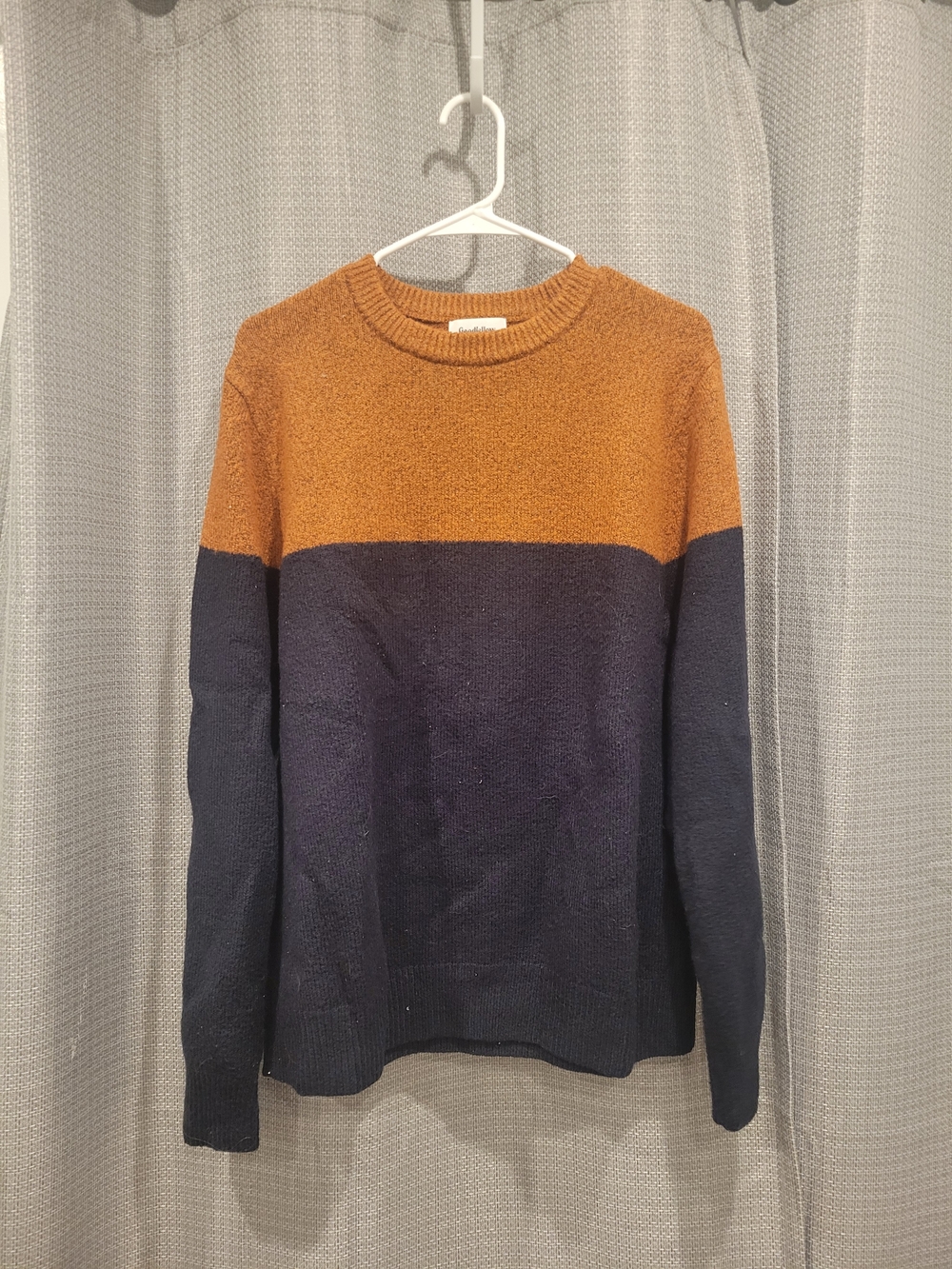 Goodfellow & Co Two-Tone Crewneck Sweater in Rust and Navy